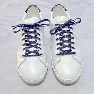 Saint Laurent Andy sneakers in white leather with calfskin leopard details.